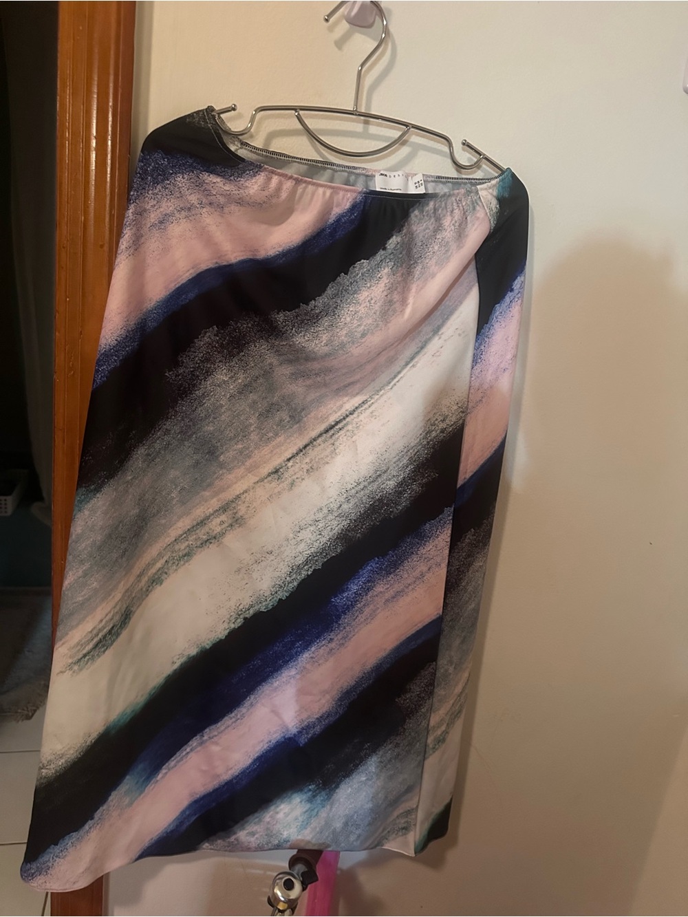 ASOS Maxi Skirt in Pink, Black & Blue Abstract Print